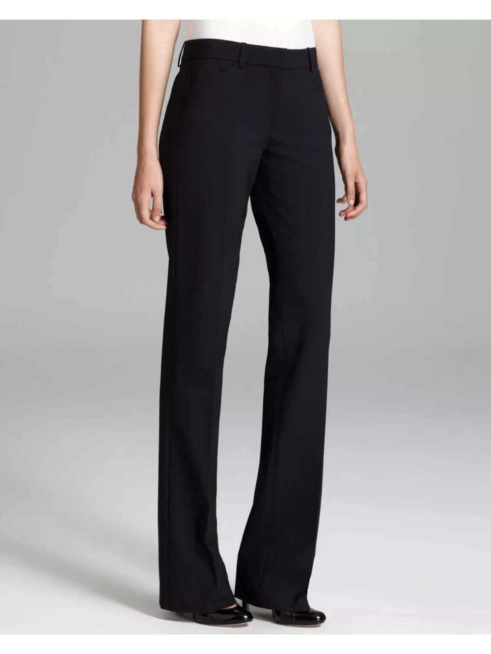 Theory Women's Black Urban Stretch MidRise Wool Trousers Sz 8 R